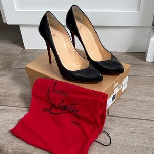 Christian Louboutin Black Stiletto Heels Sz 9 box, duster bag, heel tips